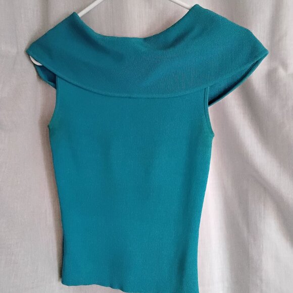 Dana Buchman turquoise silk knit top size Small - Picture 2 of 4